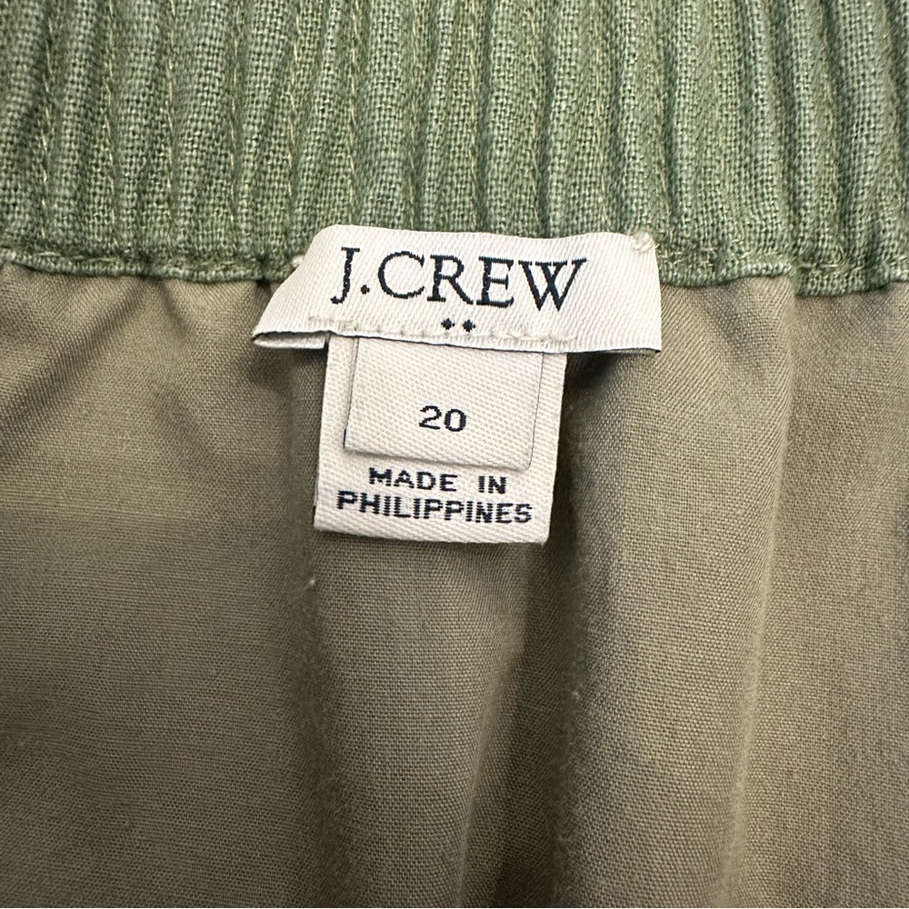 J Crew Green Scalloped Hem Mini Skirt Size 20 Preppy Linen Blend Pockets Boho - Picture 6 of 8